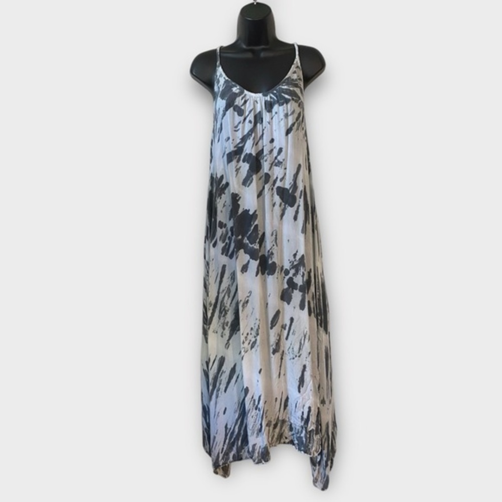 EARTHBOUND Grey Tie Dye Sleeveless Scoop Neck Boho Flowy Maxi Dress Size Small